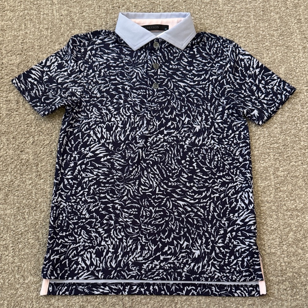 Greyson kids Navy and lavender Howler Hills Polo Shirt